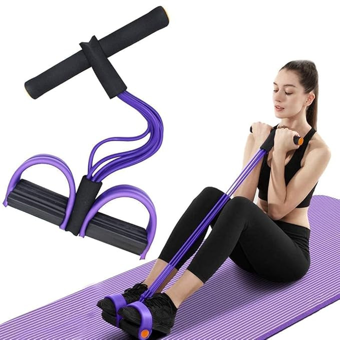 Pull Reducer Training Bands Natural Rubber 4 Tubes Body Pedal Exerciser Yoga Crossfit Exercise, Arm Exercise, Body Building Training Men and Women (Multicolor)
