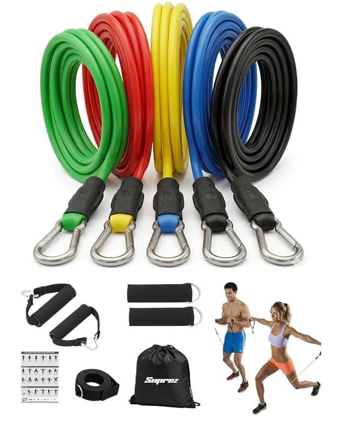 Resistance Bands Set (100LB) for Home Workout & Gym – 11-in-1 Fitness Kit with Handles, Door Anchor & Ankle Straps | Full Body Training for Men & Women