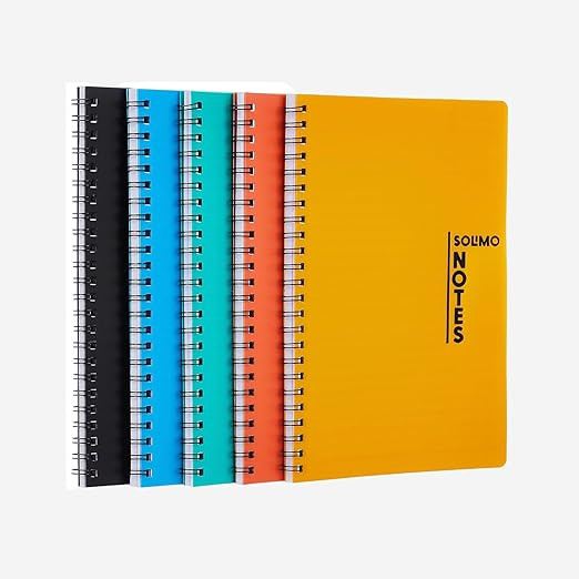 Amazon Brand - Solimo Notebooks, Spiral-Bound, Lightweight, Vibrant Colours