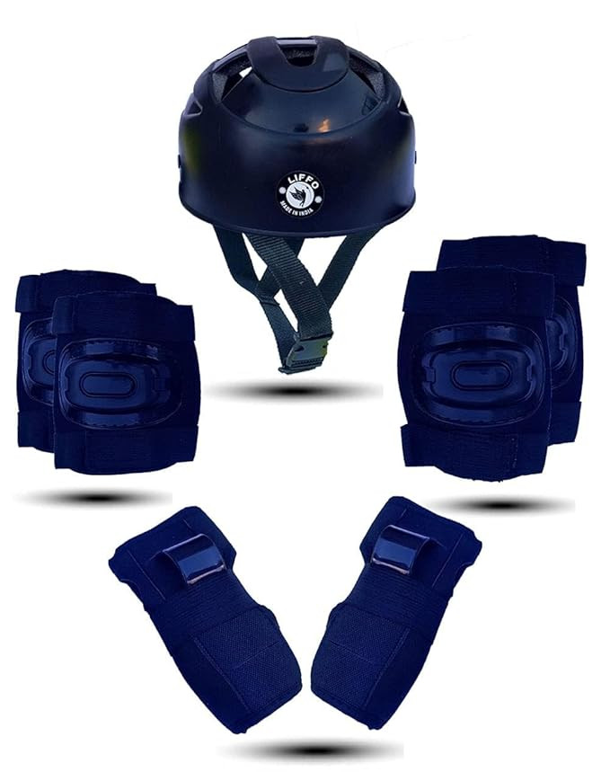 Liffo® Kids Protective Skating Gear Set for Roller Skating, Skateboarding & Cycling |for Kids 5 to 16 Years Knee and Elbow Pads Wrist Guards Set (HSG-01) (Black, S)