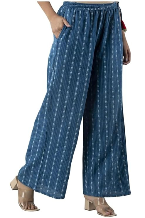 MUNAZKIM Cotton Regular fit Palazzo | Flared Palazzo Pants with Pocket for Women & Girls | Relaxed Bottom Wear
