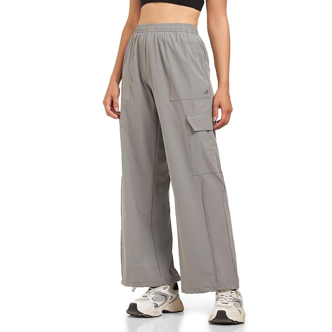 Boldfit Cargo Pants for Women, Multi Pocket High Waist Cargo Jeans for Woman, Twill Joggers with Adjustable Hem Toggles, Stretch Nylon Lycra Fabric, Breathable Regular Fit for Workouts & Everyday Wear