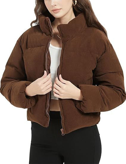 Women's Sporty Puffer Jacket, High Neck Winter Coat, kotrise Material, Side Pockets, Zipper Closure, winter Wear
