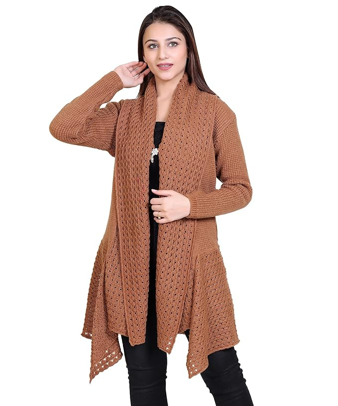 Dripfit Ponchos for Women|Openable Woolen Shrug with Full Sleeves for Women