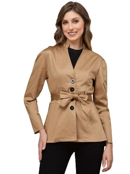 KASSUALLY Women Blazer Women Front Open Twill Blazer