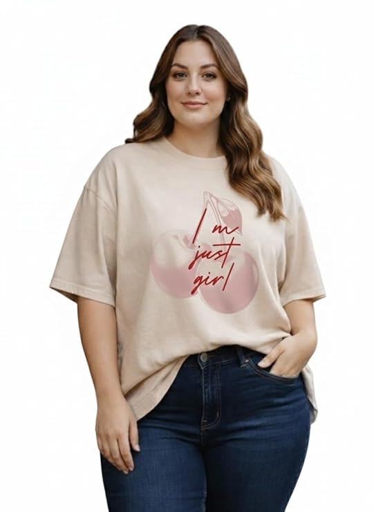 JUNEBERRY® Women’s Plus Size Printed Oversized T-Shirt, Comfortable & Stylish Tee, Trendy, Relaxed Fit Top for Casual, (Sizes 3XL to 5XL)