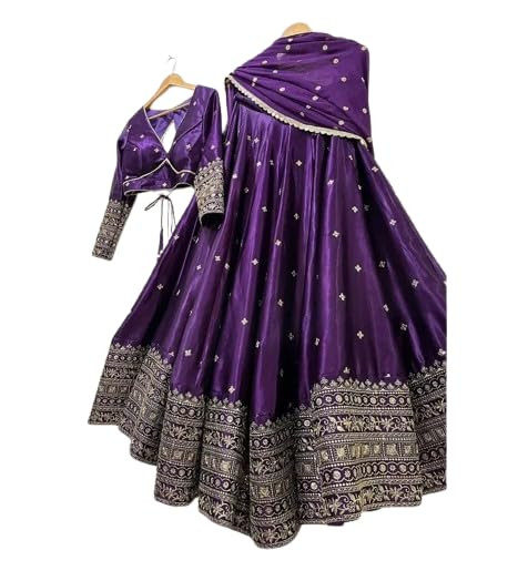 Stylish Chinon Embroidered Work Lehenga Choli semi stiched For Women| Bridal Wear Lehenga Choli