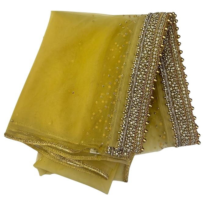 Classic light gold Wedding Dupatta | Designer Heavy Bridal Dupatta for Women