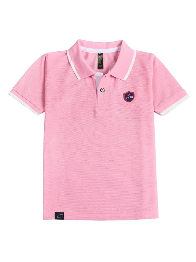 Earth Conscious Boys Pure Cotton Polo T-Shirt | Half Sleeve Regular Fit Shirt for Kids | Collared Neck | Soft & Durable Clothes | Comfortable Top for Everyday Wear | Baby Boy Dress 2-11 Years