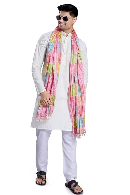 DIVISIVE Men's Printed Art Silk Bandhani Dupatta/Stole