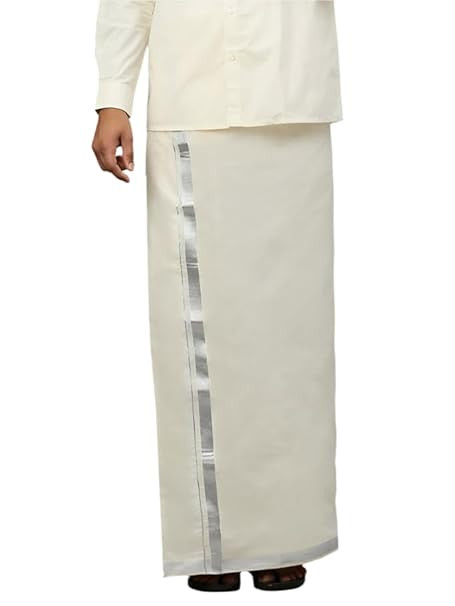 RAMRAJ COTTON Men Premium Kora Dhoti Lightweight Cotton Veshti Comfortable Daily Dhoti