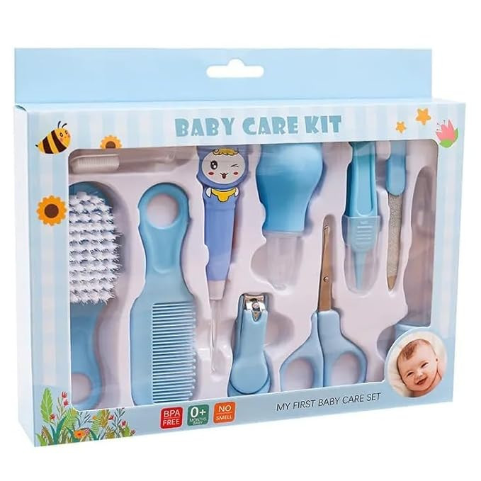 AOXITO® Portable Manicure Grooming Kit For New Born Baby | 10 In 1 Healthcare Accessories Set To Keep Infants & Toddlers Clean Perfect Nursery Gift With Nail, Hair, Ear Grooming Tools For Kids(Multicolor)(without battery)