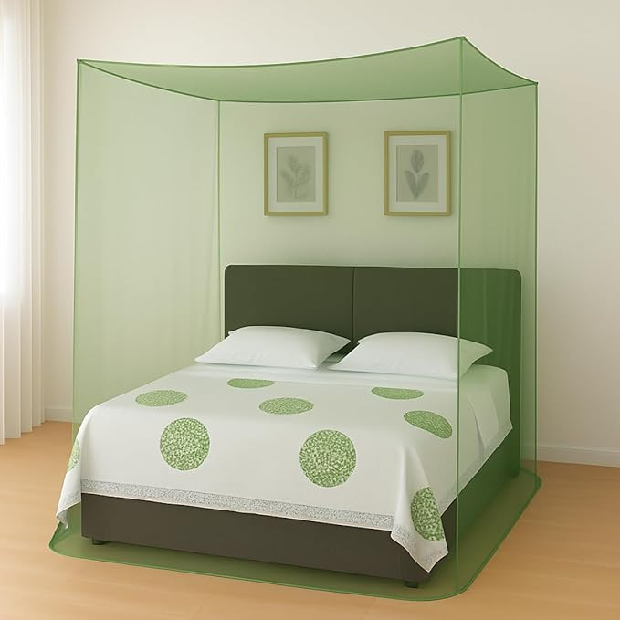 Divayanshi Foldable Polycotton Mosquito Net (Machhardani) for King Size Bed (Green, 7x7 ft) | Strong, Breathable & Lightweight | Easy Setup, Durable & Portable | Full Protection for Home & Travel.