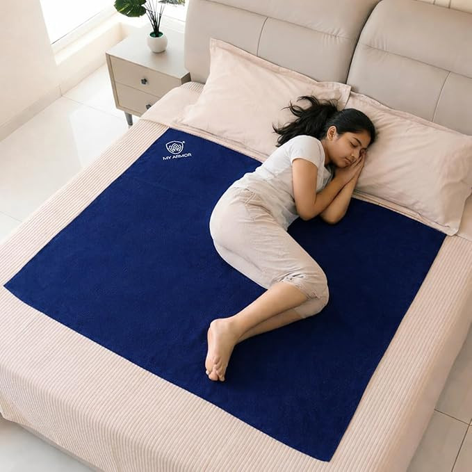 MY ARMOR Baby Dry Sheet for New Born Baby, Anti-Piling Waterproof Mattress Protector for Bed (Quick Drying/Extra Absorbent Dry Sheet for Bed) - Large Size 100x140 cm with Pack of 1, Royal Blue