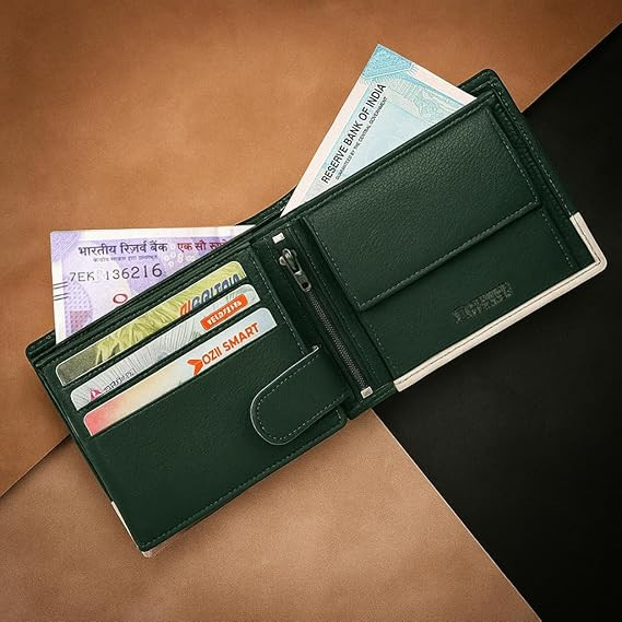 URBAN FOREST Seattle Green/Sand Leather Wallet for Men