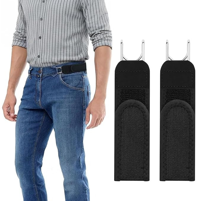 GUSTAVE® Buckleless Belt Hook Tactical Metal Hook Elastic Belt Unisex Buckle-Less Invisible Waist Belts for Work & Edc