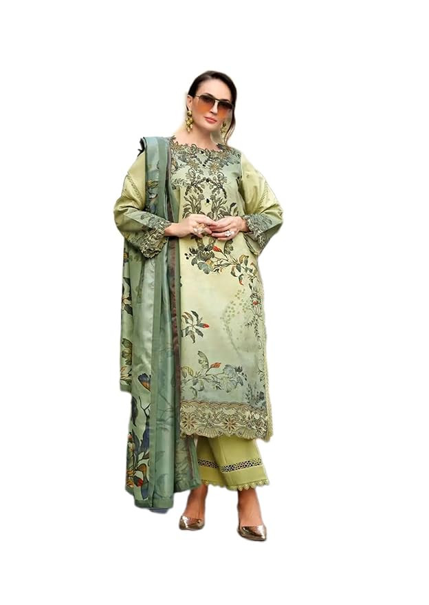 Present Pakistani unstitched Printed dress Material for women with cotton malmal dupatta
