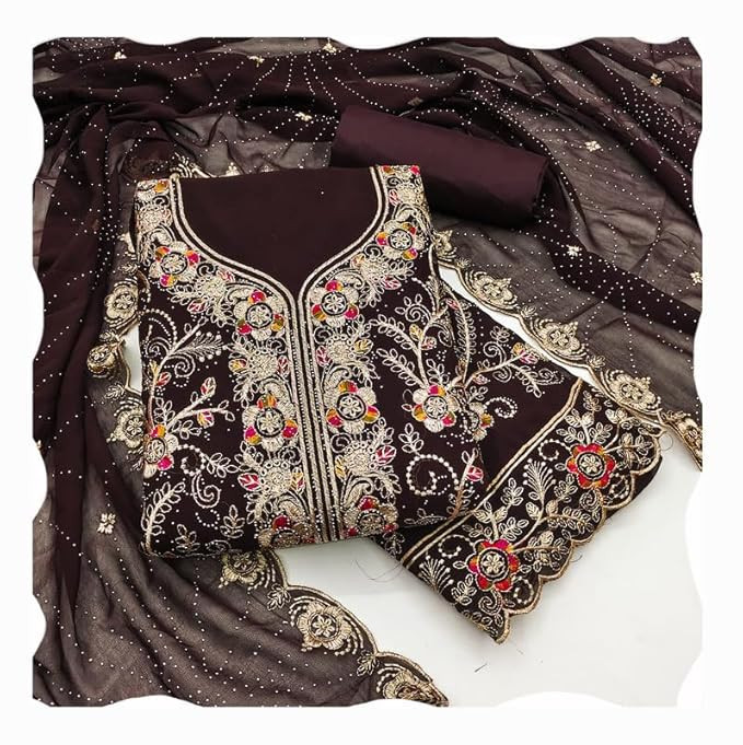 Embroidery Zari Work Pakistani Suit Dress Material Fabrics For Women