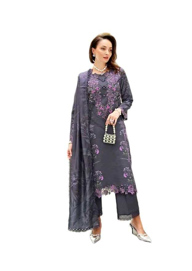 Present Pakistani unstitched Printed dress Material for women with cotton malmal dupatta