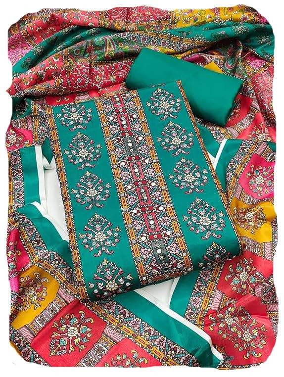 Rubani Women's Pakistani Unstitched Salwar Suit Dress Material Featuring Soft Chinon Fabric and Timeless Floral Prints