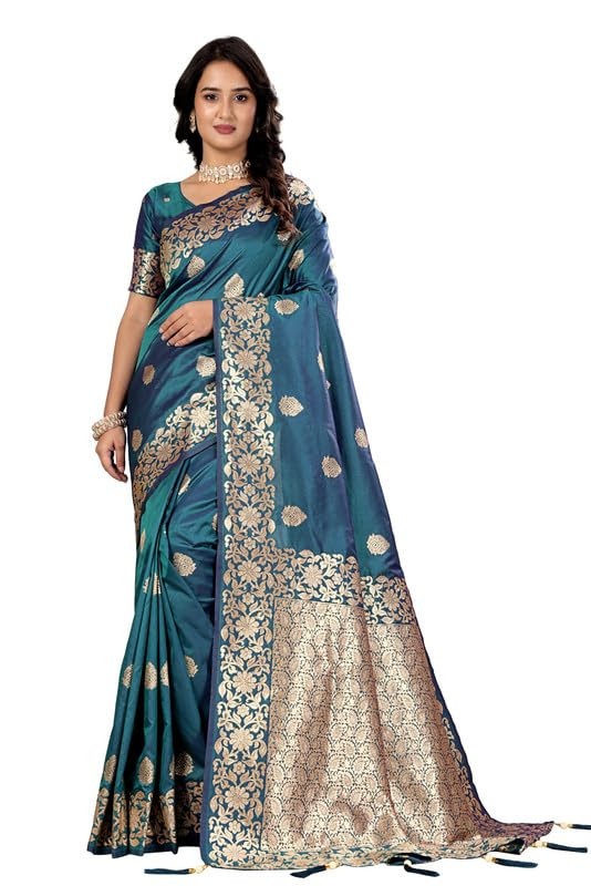 Banarasi Soft Silk Saree Pure Silk with Unstitched Blouse Piece