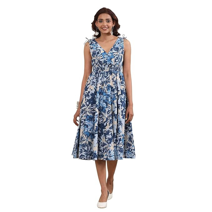 BIBA Women Printed Kalidar Flared Dress