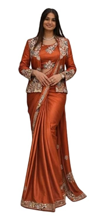 Fashion Ready To Wear Saree For Womens And Girls Heavy Crep Silk Fabric With Embrodery Sequins Work Wedding party new letest Draped Set Ready To Wear