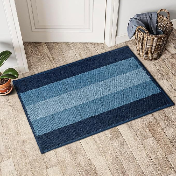 Status Contract Anti Slip Front Door Mat|(38x58cm) Living Room Rug for Entrance Door|Polypropylene Floor Mats for Home|Essential Small Rugs for Office, Bedroom & Kitchen|Blue | Set of 1