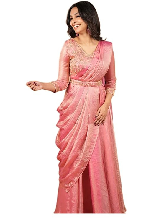 Stunning Pre-Draped Saree-Anarkali with Beautiful Embroidery Party-Ready Chic Ethnic Wear