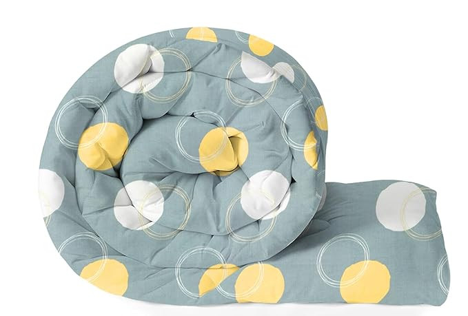 VAS COLLECTIONS 220 GSM Microfiber Reversible AC Comforter |Quit | Blanket | Duvets for King Size Double Bed 180Tc (230X250 cm, Light Green, Yellow and White)
