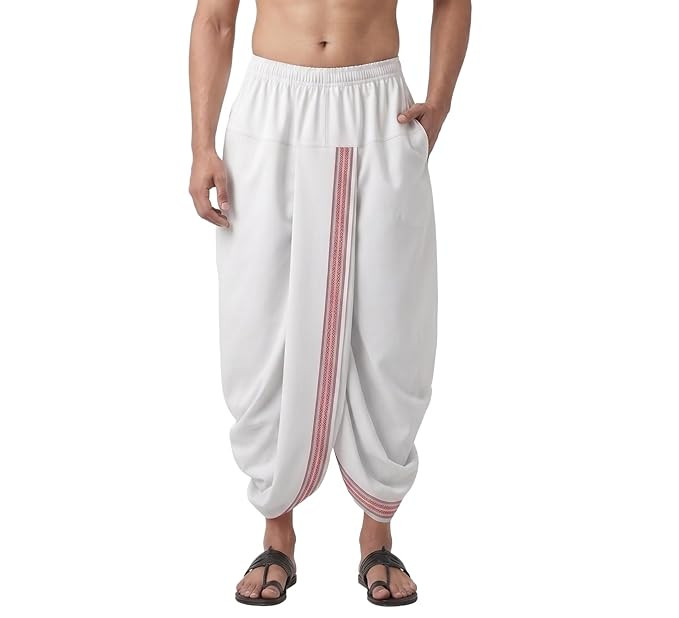 Mens Dhoti Pant Cotton Blend | Readymade Traditional Bottom Wear for Men | Elastic Waist with Pocket | Lungi Style Ethnic Wear | Mundu Veshti for Festive & Daily Use