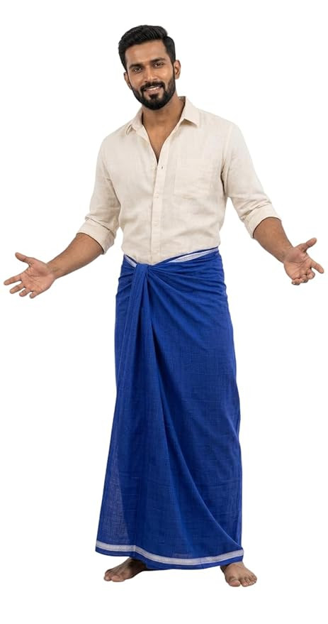 Present exclusive collection For Mens Bottom Wear Deep Blue color Soft silk and vrey smooth touch feel Bhagalpuri mundu/Dhoti/Lungi/Sarrang for all occasion