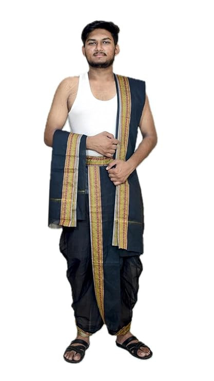 Cotton Men's Panjakejam (Ready to wear) dhoti towel set with pocket (free size)