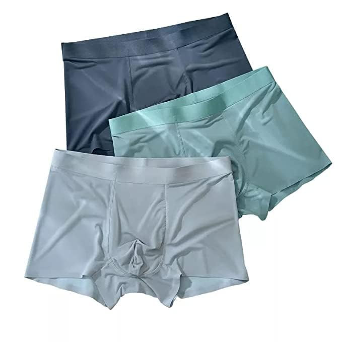 Ethika Men's Ultra-Comfort Ice Silk Lycra Underwear | Moisture-Wicking, Breathable Boxers for Men | Seamless Design | (Any 3 Multicolor) Pack of 3