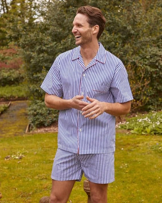 Men's Half Sleeve Striped Coords Set | Button-Up Shirt with Matching Shorts | Stylish men’s shirt and shorts set | Premium summer co-ord, trendy and comfortable
