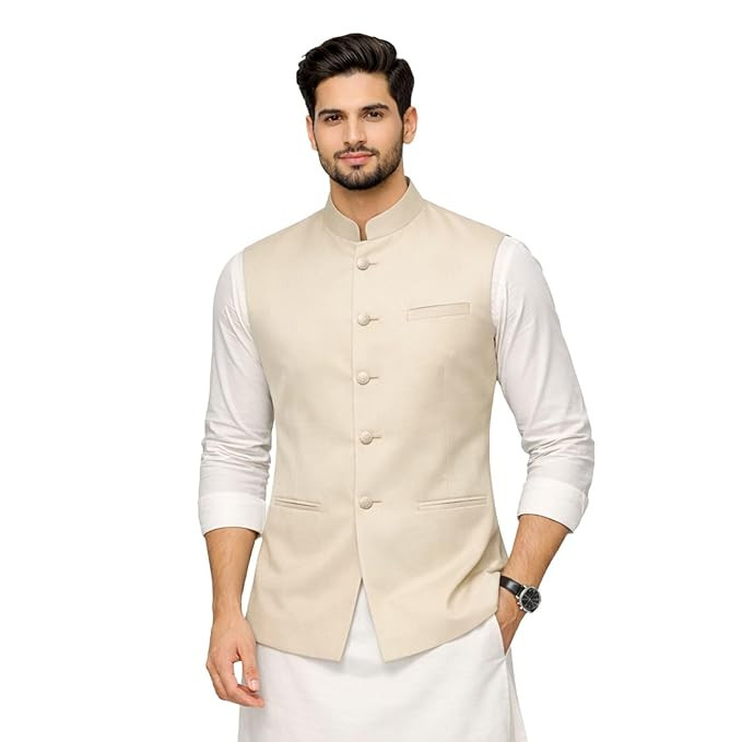 DesignerBin Men's Nehru jacket Waistcoat, Modi Jacket with Beautiful Color
