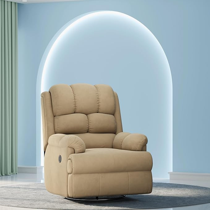 The Sleep Company Luxe Motorised Recliner Sofa | Patented SmartGRID Technology | German Engineered Mechanism | 1 Seater - Superior Seat Comfort | Premium Upholstery | Beige | Free Installation