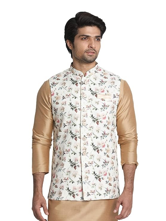 Manyavar Men's Floral Jacket
