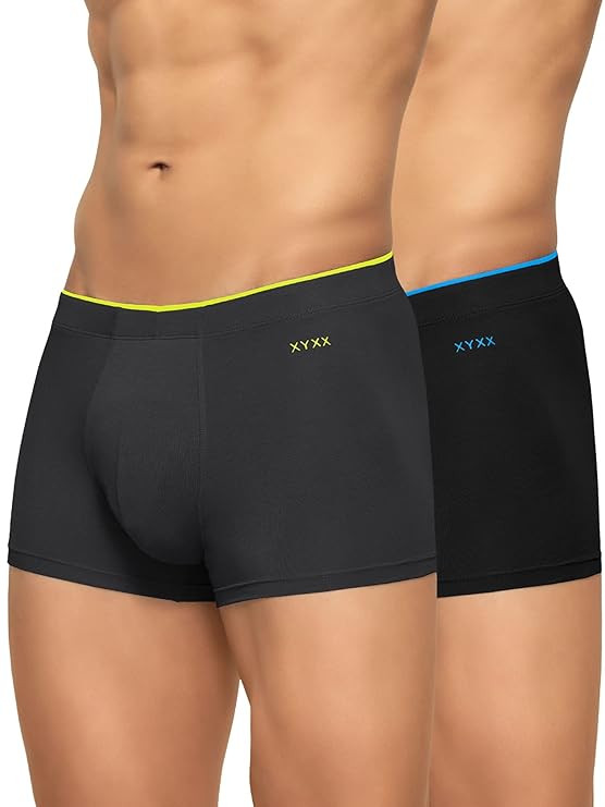 XYXX Men's Uno Micromodal Solid Antimicrobial Trunks | Underwear for Men (Pack of 2)