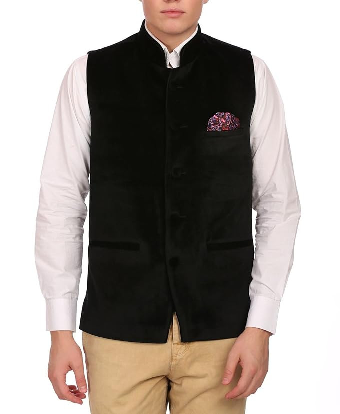 WINTAGE Men's Poly Cotton Festive and Casual Nehru Jacket Vest Waistcoat