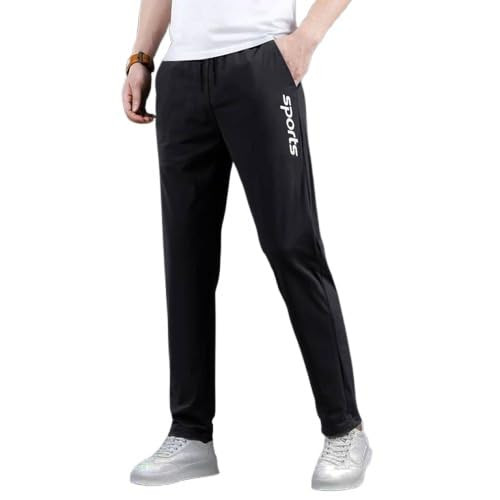 EYSTONE® Track Pants for Men || Activewear Pants || Men’s Joggers Polyester with 2 Side Zipper Pockets Casual Trousers Stretchable (Sports | Gym | Yoga) (White Sports)