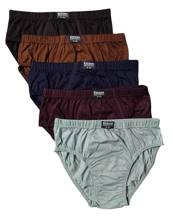 Esteem Mens Combed Cotton Inner Elastic Underwear Brief | Pack of 5