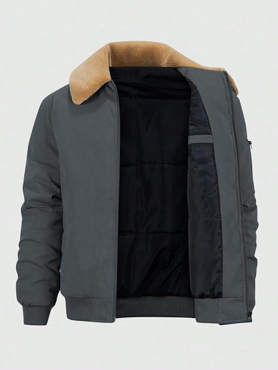 GLASGO Men’s Colorado Fleece-Lined Bomber Jacket || Winter Warm Stylish Casual Coat with Soft Collar & Zipper Closure