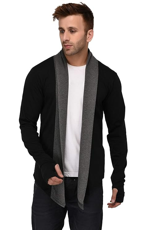 DENIMHOLIC Thumbhole Open Long Cardigan Full Sleeve Shrug for Men