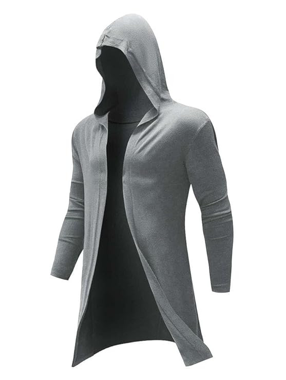 Longline Hooded Cardigan Ruffle Shawl Collar Open Front Drape Cape Overcoat