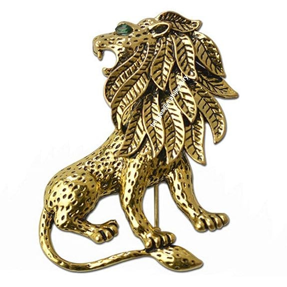 Mahi Antique Gold Plated Vintage Lion Shaped Brooch/Lapel Pin for Mens BP1101026G