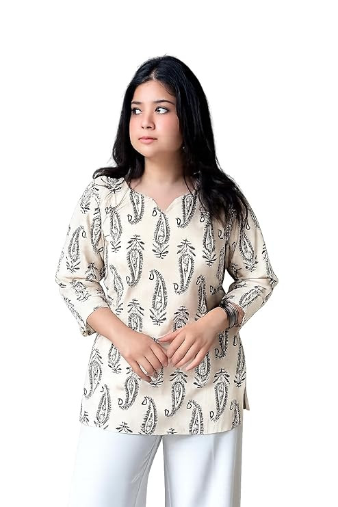 Women's Rayon Printed Straight Short Kurti