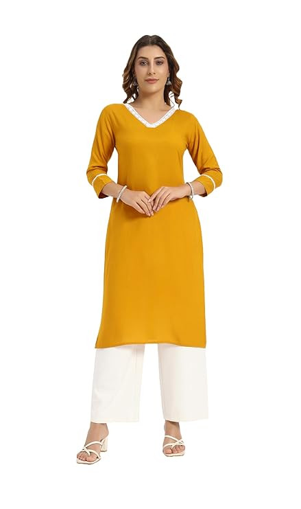 Women’s Solid Rayon Straight Kurti Regular Wear Kurta