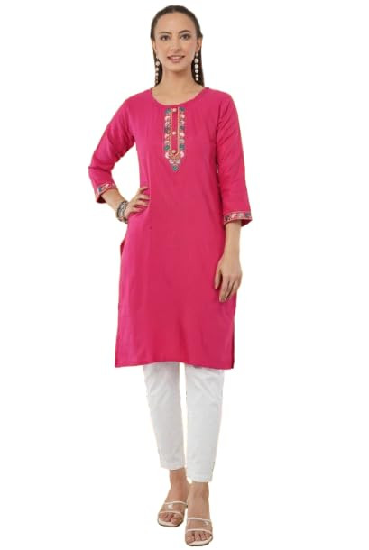 Women’s Woollen Straight Kurti with Embroidered Neck | Soft Winter Wear Ethnic Tunic for Daily, Office & Festive Styling - Only Kurti