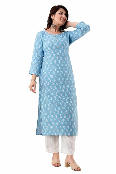 Fashion Women’s Viscose Rayon Printed Straight Kurti